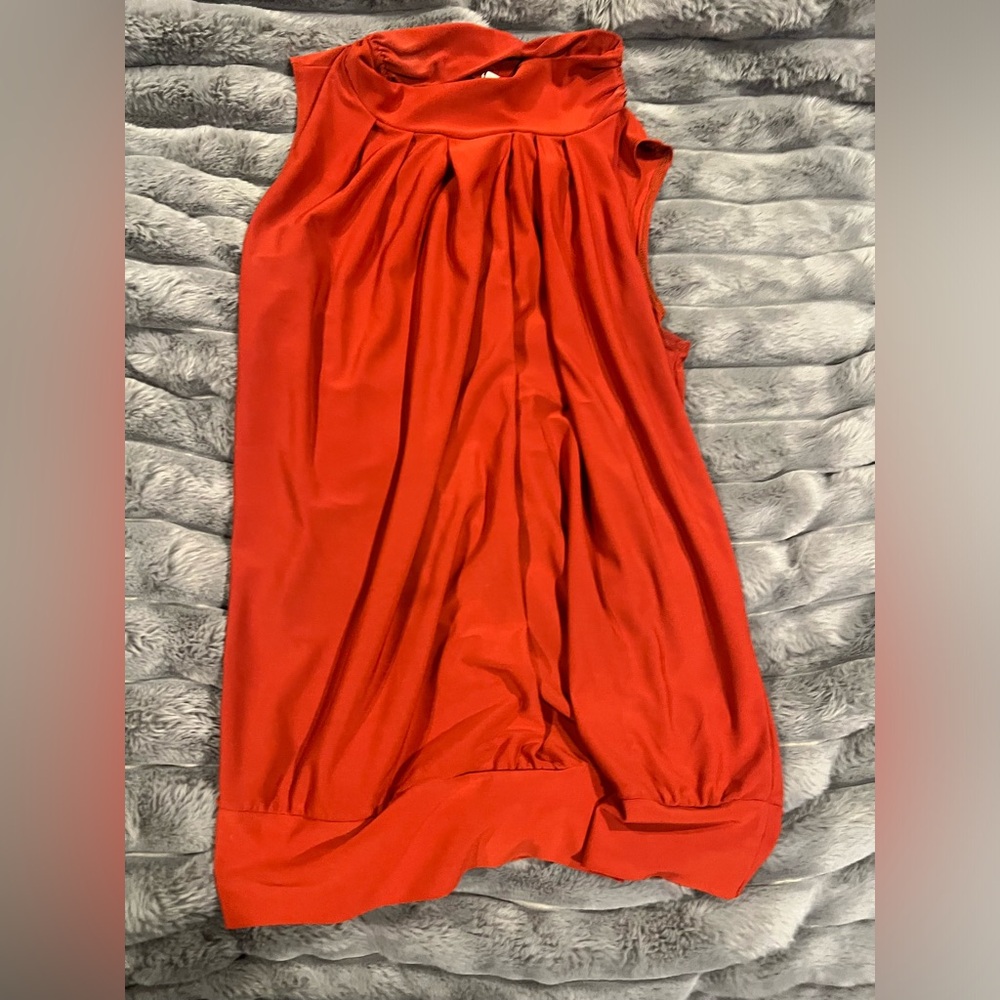 Deep orange red business blouse